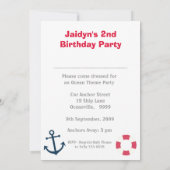 Zeilbots Birthday Party Photo Uitnodigt Kaart (Achterkant)