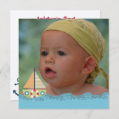 Zeilbots Birthday Party Photo Uitnodigt Kaart (Voorkant / Achterkant)