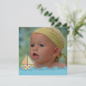 Zeilbots Birthday Party Photo Uitnodigt Kaart (Staand voorkant)