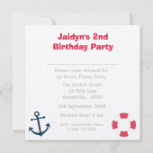 Zeilbots Birthday Party Photo Uitnodigt Kaart (Achterkant)