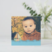 Zeilbots Birthday Party Photo Uitnodigt Kaart (Staand voorkant)