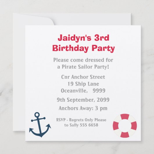 Zeilbots Birthday Party Photo Uitnodigt Kaart (Achterkant)