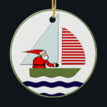 zeilcollectible keramisch ornament<br><div class="desc">Creatief zeilen thema vakantie cadeau met Santa in een zeilboot ontwerp. Om tekst te personaliseren en te bewerken om een naam toe te voegen.</div>