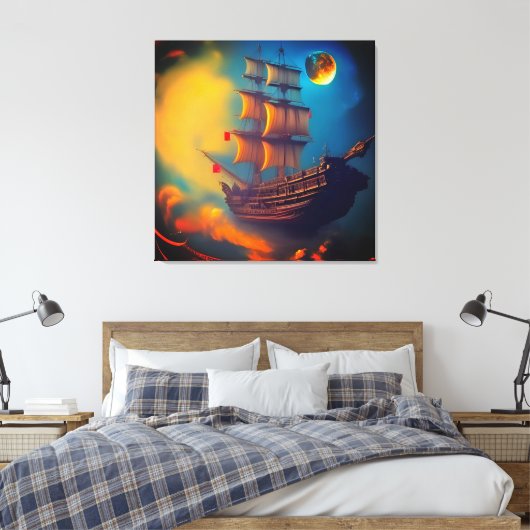 Zeilen aan de hemel canvas afdruk (Insitu (Slaapkamer))
