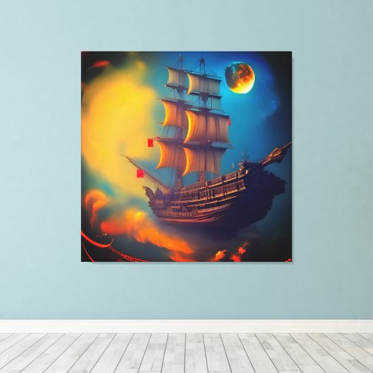 Zeilen aan de hemel canvas afdruk (Insitu (Houten vloer))