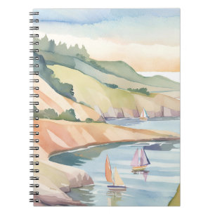 Zeilen aan de kust   Rhode Island Oceaan Aquarel Notitieboek