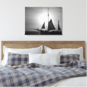 Zeilen Aruba Schotel in zwart-wit (Landschap) Canvas Afdruk (Insitu (Slaapkamer))