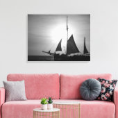 Zeilen Aruba Schotel in zwart-wit (Landschap) Canvas Afdruk (Insitu (Woonkamer))