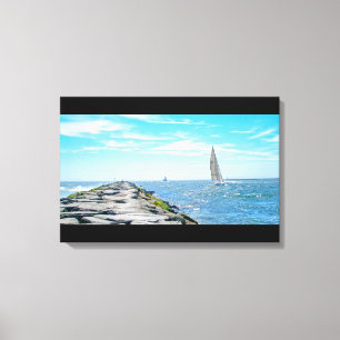 Zeilen bij Barnegat Inlet in de zomer Canvas Afdruk