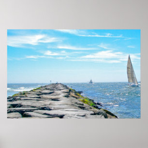 Zeilen bij Barnegat Inlet in de zomer Poster