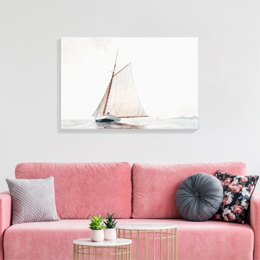 Zeilen bij Gloucester | Winslow Homer Canvas Afdruk (Insitu (Woonkamer))