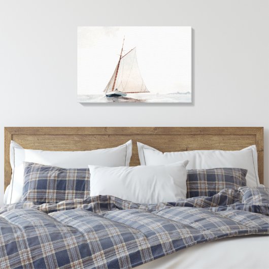 Zeilen bij Gloucester | Winslow Homer Canvas Afdruk (Insitu (Slaapkamer))