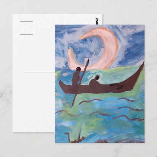 Zeilen bij maanlicht briefkaart (Voorkant / Achterkant)