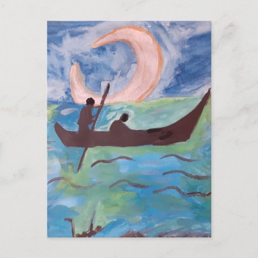 Zeilen bij maanlicht briefkaart (Voorkant)