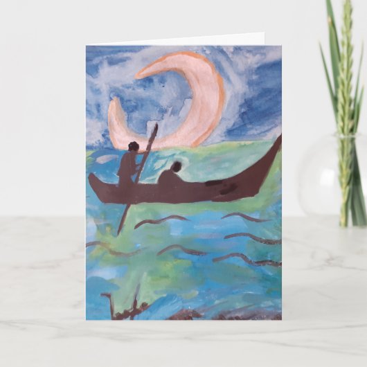 Zeilen bij maanlicht kaart (Voorkant)