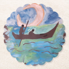 Zeilen bij maanlicht kartonnen onderzetters