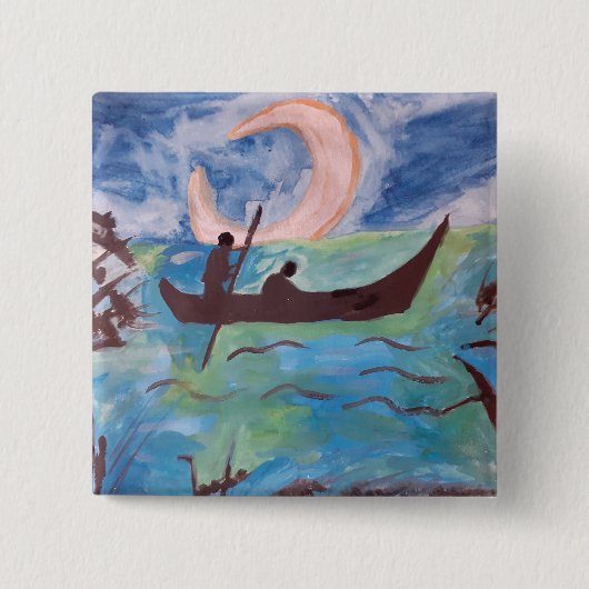 Zeilen bij maanlicht vierkante button 5,1 cm (Voorkant)