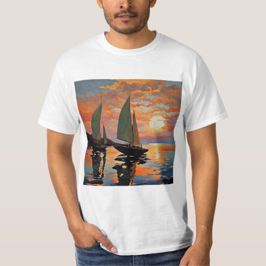 Zeilen bij zonsondergang 5 t-shirt (Voorkant)