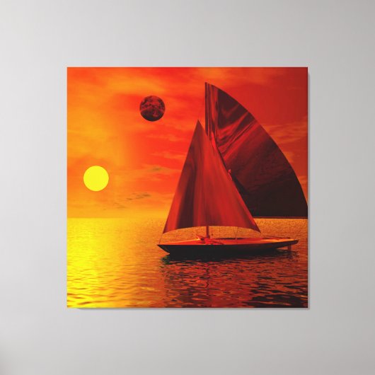 Zeilen bij zonsondergang canvas afdruk (Voorkant)