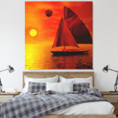 Zeilen bij zonsondergang canvas afdruk (Insitu (Slaapkamer))