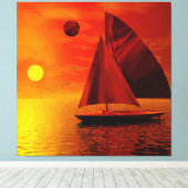 Zeilen bij zonsondergang canvas afdruk (Insitu (Houten vloer))