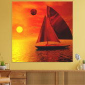 Zeilen bij zonsondergang canvas afdruk (Insitu (Woonkamer))