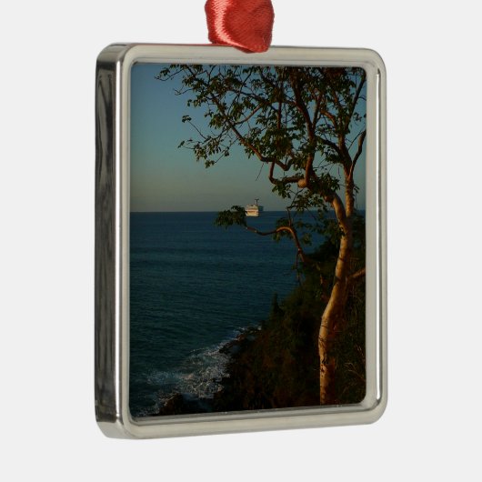 Zeilen bij zonsondergang II Tropisch zeelandschap Metalen Ornament (Rechts)