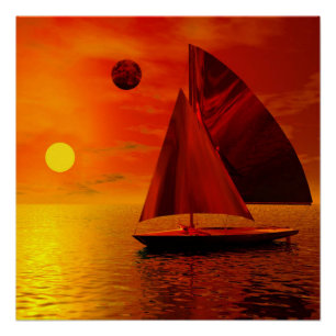 Zeilen bij zonsondergang perfect poster