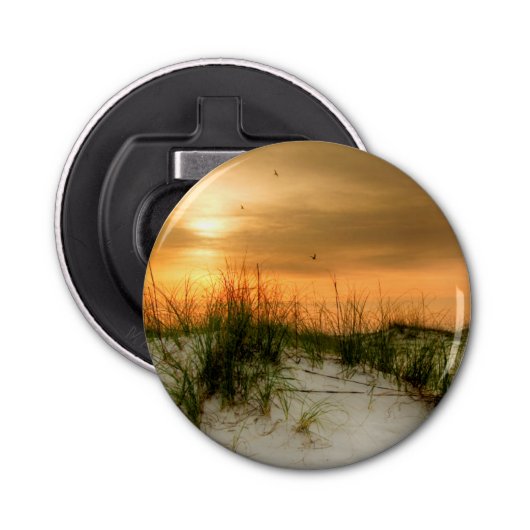 Zeilen bij zonsopgang button flesopener (Voorkant)