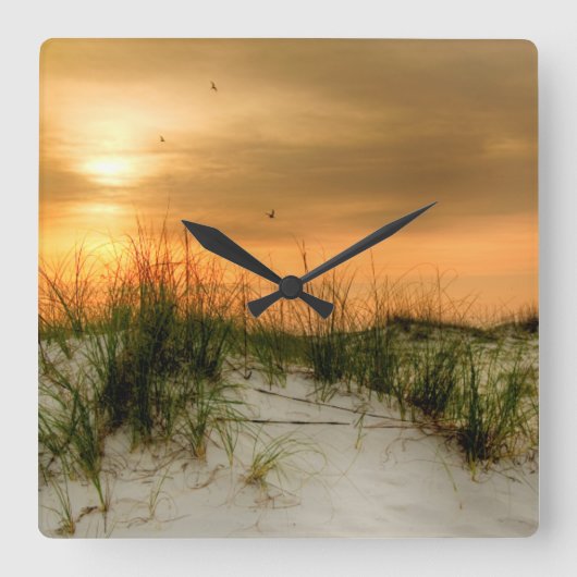 Zeilen bij zonsopgang vierkante klok (Voorkant)