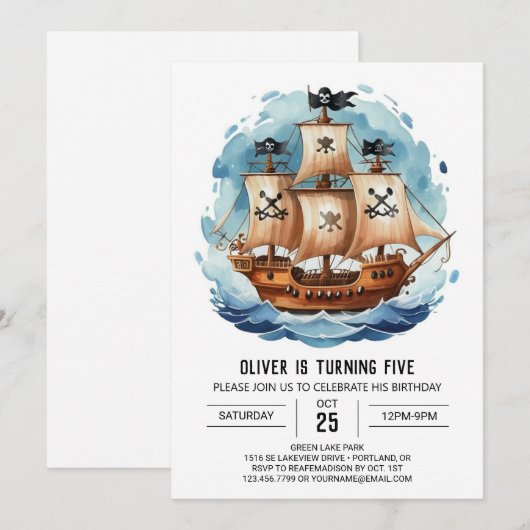 Zeilen Custom Happy Pirate Verjaardag Kaart (Voorkant / Achterkant)