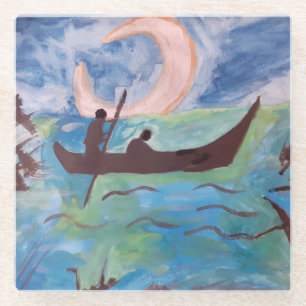 Zeilen door Moonlight Glass Onderzetter