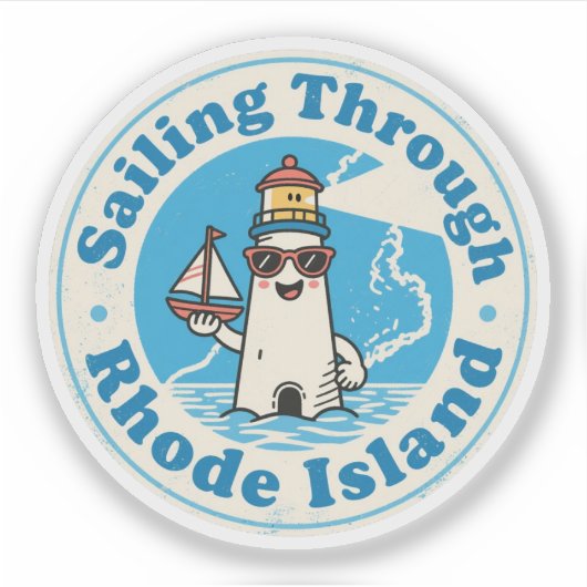 Zeilen door Rhode Island_ kustvuurtoren Sticker (Voorkant)