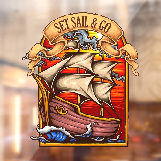 Zeilen en zeilboot Nautische Kunst Raamsticker (Vel 2)