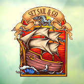 Zeilen en zeilboot Nautische Kunst Raamsticker (Vel 3)