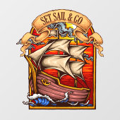 Zeilen en zeilboot Nautische Kunst Raamsticker (Vel)