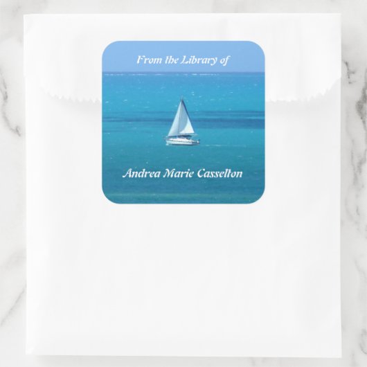 Zeilen Gepersonaliseerde Bookplate Vierkante Sticker (Tas)