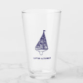 Zeilen Gepersonaliseerde Kapiteinsnaam Glas (Voorkant)