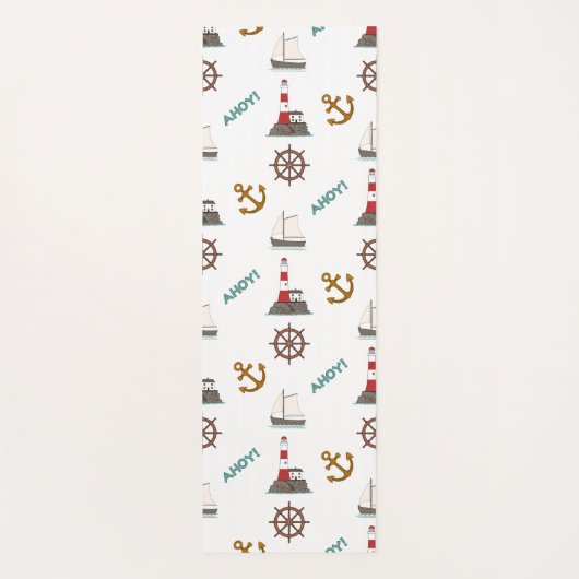 Zeilen Grote Patroon Kleur op Wit Yogamat (Achterkant)