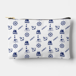 Zeilen Illustratief 2Way Patroon Wit+Navy Blauw Etui