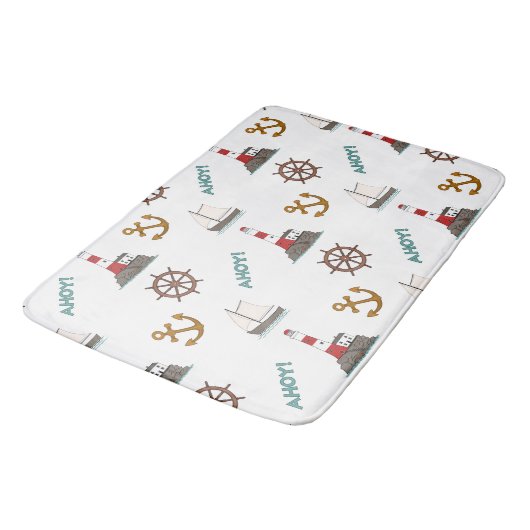 Zeilen Illustratief Groot Patroon Color+White Badmat (Gekanteld)