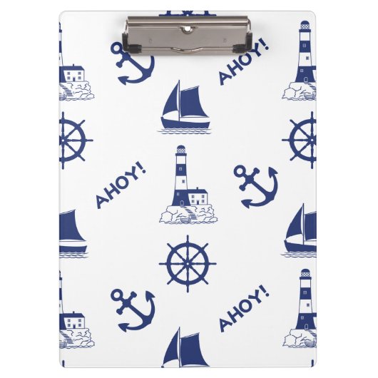 Zeilen Illustratief LG Pattern Marine Blauw Klembord (Voorkant)
