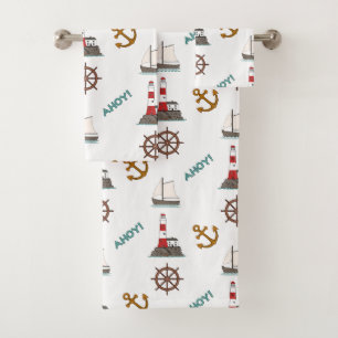 Zeilen Illustratief Patroon Kleur op Wit Bad Handdoek