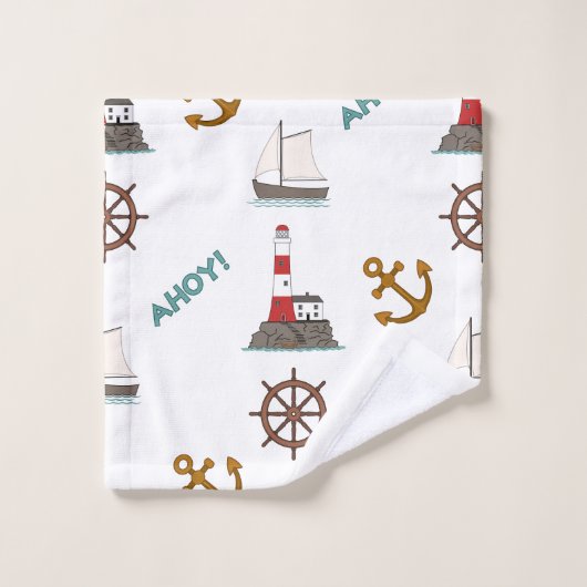 Zeilen Illustratief Patroon Kleur op Wit Bad Handdoek (Wasdoekje)