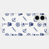 Zeilen Illustratief Patroon Marine Blauw + Wit Case-Mate iPhone Case (Achterkant (horizontaal))