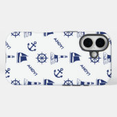 Zeilen Illustratief Patroon Marine Blauw + Wit Case-Mate iPhone Case (Achterkant (horizontaal))