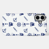 Zeilen Illustratief Patroon Marine Blauw + Wit Case-Mate iPhone Case (Achterkant (horizontaal))