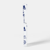 Zeilen Illustratief Patroon Marine Blauw + Wit iPhone Hoesje (Linkerkant)