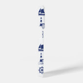 Zeilen Illustratief Patroon Marine Blauw + Wit iPhone Hoesje (Rechterkant)