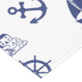 Zeilen Illustratief Patroon Marine Blauw + Wit Tafelkleed (Gekanteld)